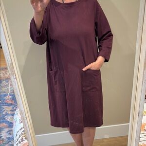 J. Jill Affinity French terry pima cotton blend t-shirt dress with pockets.